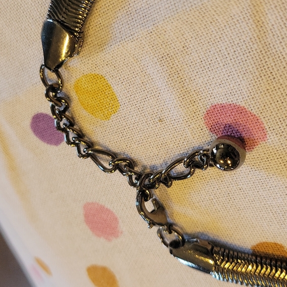 Bib Necklace,Statement  Piece,Highest Quality, Hematite and Dazzling Rhinestones - Picture 3 of 6